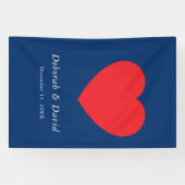 Banderoles Red Heart Blue Modern Minimalist Wedding (Horizontal)