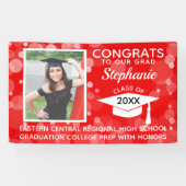 Banderoles Red Modern Bubbles Congrats Photo Graduation Yard (Horizontal)