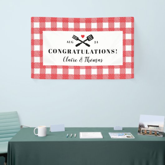 Banderoles Red Picnic Plaid Clocher I Do BBQ Welcome (Salon professionnel)