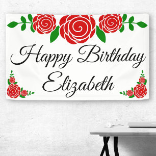 Banderoles Red Rose Joyeux anniversaire