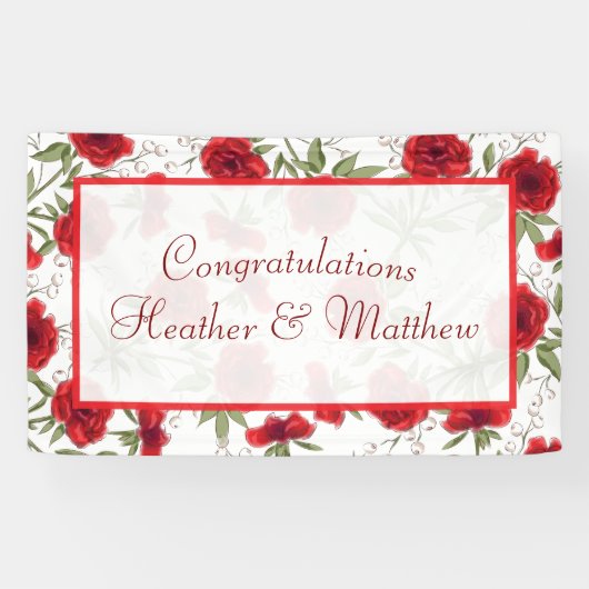 Banderoles Red Rose Romantic Wedding (Horizontal)