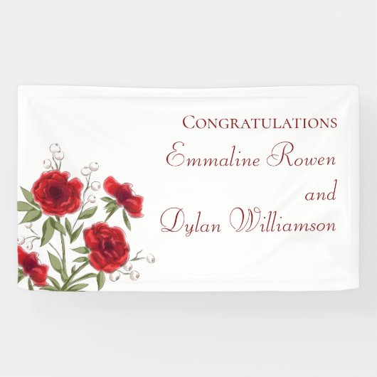 Banderoles Red Rose Romantic Wedding (Horizontal)