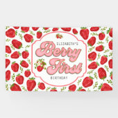 Banderoles Red Strawberry 1er Anniversaire Fête Berry First (Horizontal)