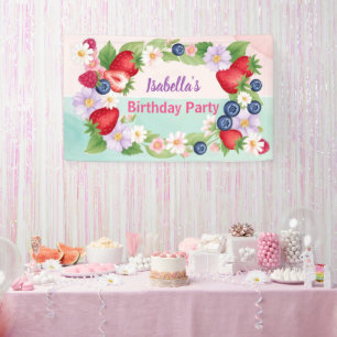 Banderoles Red Strawberry rose Daisy fête d'anniversaire pour