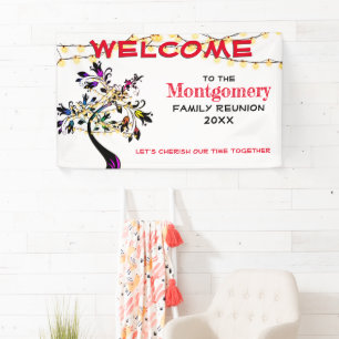 Banderoles Red Welcome Family Reunion Tree Lights