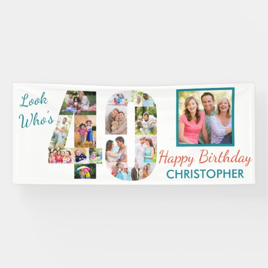 Banderoles Regardez qui est 40 photo Collage 40e fête d'anniv (Horizontal)