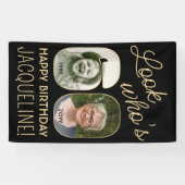 Banderoles Regardez qui est 60 Black & Gold 2 Photo fête d'an (Horizontal)