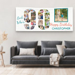 Banderoles Regardez qui est 90 Photo Collage 90th Birthday Pa<br><div class="desc">Bandeau personnalisé de 90e anniversaire que vous pouvez personnaliser avec un nom et quelques-unes de vos photos préférées. Le modèle photo affiche vos photos dans un collage photo qui forme le numéro 90 ainsi qu'une photo carré principale. Le dessin dit "regarde qui a 90 ans .. Joyeux anniversaire [votre nom]"....</div>