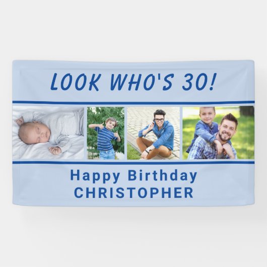 Banderoles Regardez qui est n'importe quel âge 4 Photo Blue A (Horizontal)