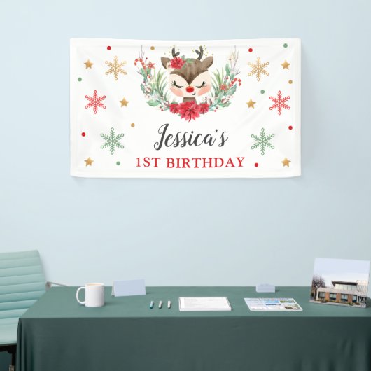 Banderoles Reindeer Noël 1er Anniversaire Cerf d'hiver (Salon professionnel)