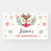 Banderoles Reindeer Noël 1er Anniversaire Cerf d'hiver (Horizontal)