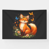 Banderoles Renard Mignon Avec Fleurs (Horizontal)