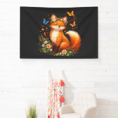 Banderoles Renard Mignon Avec Fleurs (Insitu)