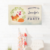 Banderoles Renard orange mignon, Coeurs rouges et une couronn (En situation)