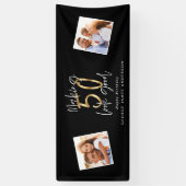 Banderoles rendre 50 beau anniversaire noir et or (Vertical)