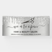 Banderoles Réouverture du salon de beauté parties scintillant (Horizontal)