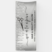 Banderoles Réouverture du salon de beauté parties scintillant (Vertical)