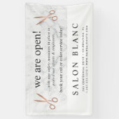 Banderoles Réouverture du salon de coiffure en marbre et Rose (Vertical)