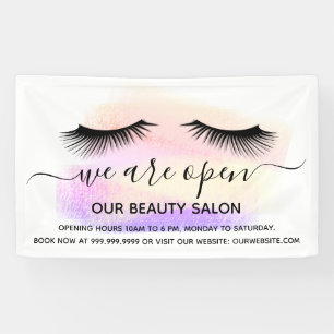 Banderoles Réouverture salon de beauté clair blanc cils paste