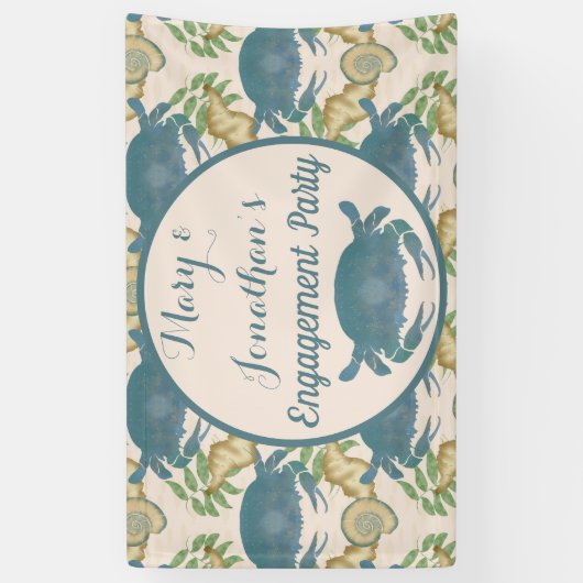 Banderoles Repas de crabe - Crabes bleus à l'aquarelle, Fianç (Vertical)