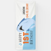 Banderoles Requin 1er anniversaire fête des garçons Nom Banni (Vertical)