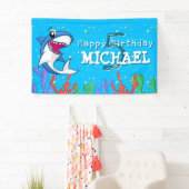 Banderoles Requin Bleu Océan Enfants N'importe quel âge Anniv (En situation)