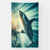 Banderoles Requin dans la mer bleue profonde & soleil (Verticale)