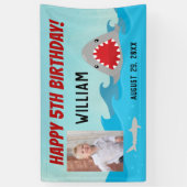 Banderoles Requins dans l'eau garçons Photo Shark Anniversair (Vertical)