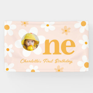Banderoles Ressort rose Jaune Daisy 1er Anniversaire Photo
