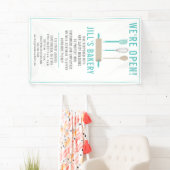 Banderoles Restaurant d'affaires de cuisine Turquoise ouverte (En situation)