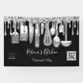 Banderoles Restauration Chef personnel Cuisine Gold Qr Code L (Horizontal)