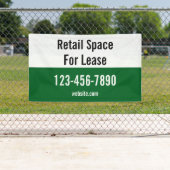 Banderoles Retail Space For Lease Phone Number Green & White (En situation)