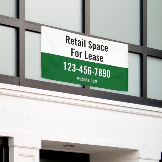 Banderoles Retail Space For Lease Phone Number Green & White (Bâtiment extérieur)