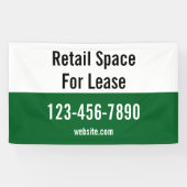 Banderoles Retail Space For Lease Phone Number Green & White (Horizontal)