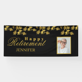 Banderoles Retirement Celebration Party Gold Floral Photo