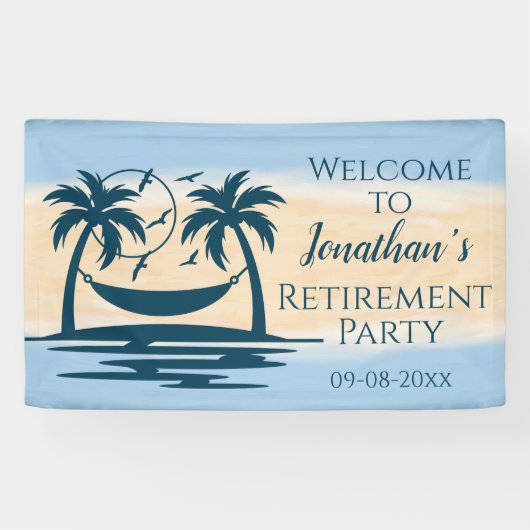 Banderoles Retraite Beach Palm Trees Hammock Party Bienvenue (Horizontal)