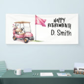 Banderoles Retraite de golf avec voiturette de golf rose pour (Salon professionnel)