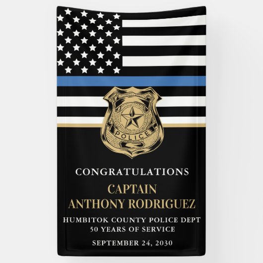 Banderoles Retraite de la police Ligne Bleue Mince Applicatio (Vertical)