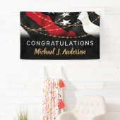 Banderoles Retraite des pompiers Mince ligne rouge (En situation)