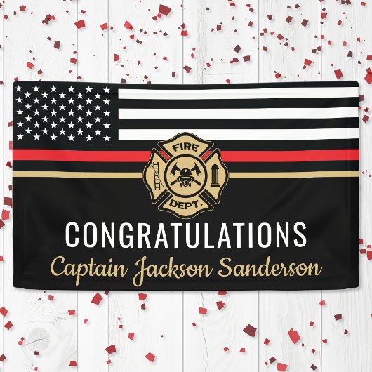 Banderoles Retraite des pompiers Red Line Flag Félicats