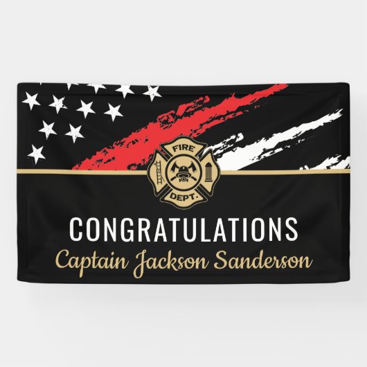 Banderoles Retraite des pompiers Red Line Flag Félicats (Horizontal)