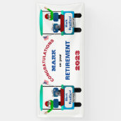 Banderoles Retraité Golf Waving Goodbye in Golf Cart (Vertical)