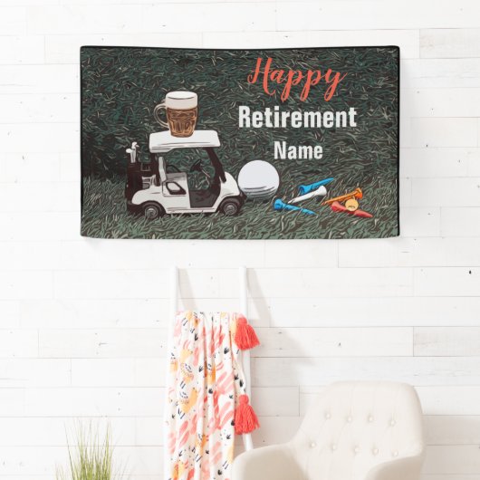 Banderoles Retraite heureuse avec la bière Name  (En situation)