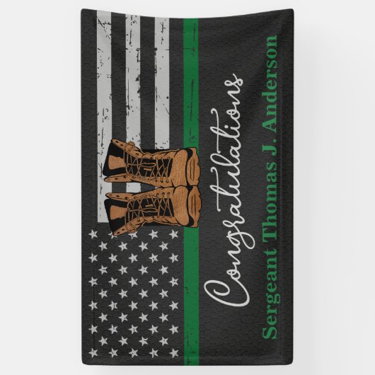 Banderoles Retraite militaire Cuir mince Ligne verte Armée (Vertical)