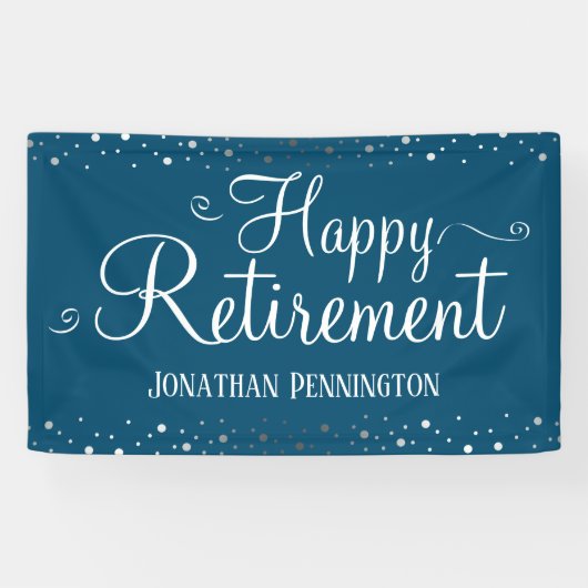 Banderoles Retraite Simple Argent Confetti (Horizontal)