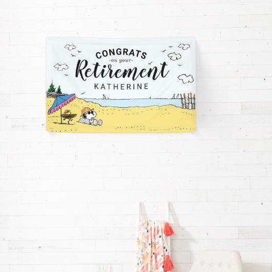 Banderoles Retraite | Snoopy & Woodstock sur le Beach Banne (Insitu)