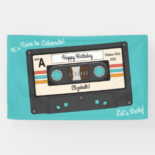 Banderoles Retro 80's 90's Cassette Musique Anniversaire