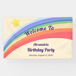 Banderoles Retro 80s Colorful Jaune Rainbow Star Anniversaire