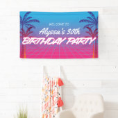Banderoles Retro 80s Theme Neon Rose Bleu Anniversaire (En situation)