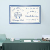 Banderoles Retro Bleu Coquillages & Cloches de Mariage Enterr (Salon professionnel)